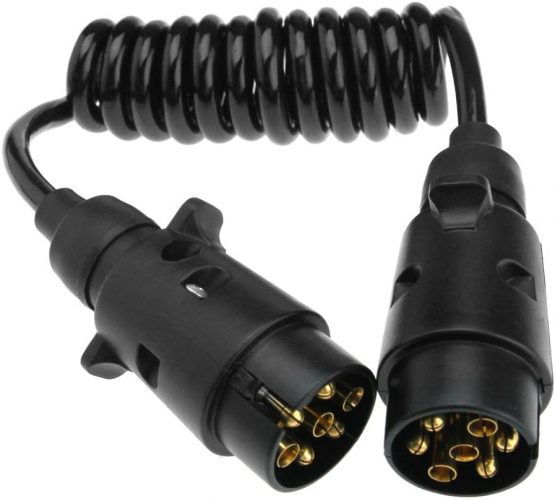 Trailer Lighting Board Extension Lead Cable Connector 1.2m 7 Pin Male to Male Cable Socket Plug