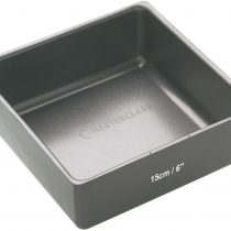 MasterClass KCMCHB62 15 cm Deep Cake Tin with PFOA Free Non Stick and Loose Bottom, 1 mm Carbon Steel, 6 Inch Small Square Pan, Grey