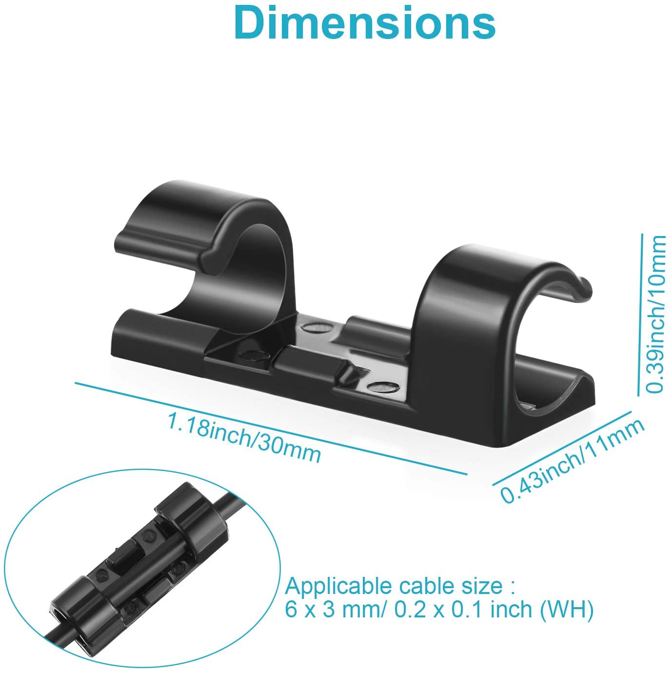 100 Pieces Mini Outdoor Cable Clips Light Clips Decoration Clips Self Adhesive Hooks for Fairy Light (Black) - Image 2