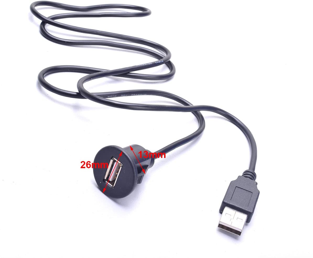 BGoodVision Universal Auto USB Extension Cable Dashboard Flush Mount for Car Radio Stereo Android Wince Head Unit DVD CD Media Player 3 Feet - Image 2