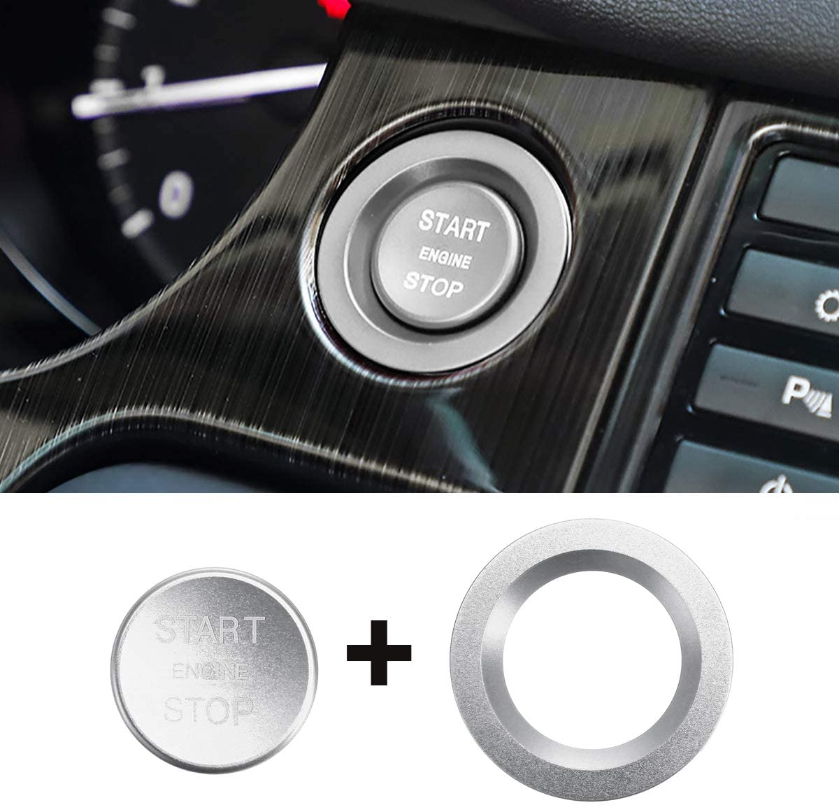 C-FUNN Car Start Button Carbon Engine Switch Cover Interior Moulding for Land Rover Discovery Sport 2015-2018 - Red - Image 2