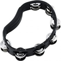 Meinl Percussion HTMT1BK Tambourine (ABS Plastic) with Nickel-Plated Steel Bells (2 Rows) Hand Model Black