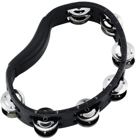 Meinl Percussion HTMT1BK Tambourine (ABS Plastic) with Nickel-Plated Steel Bells (2 Rows) Hand Model Black