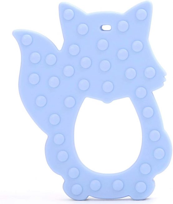 PREMYO Teething Toy for Baby Teether Silicone - Soothes Sore Gum Pain - Easy to Grab BPA Free Fox Blue - Image 2