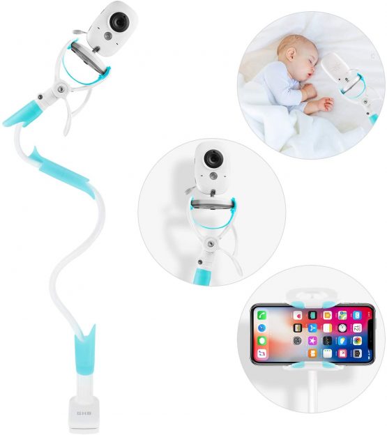 GHB Baby Camera Holder Universal Baby Monitor Holder Flexible Hose and Adjustable Clip with Straps