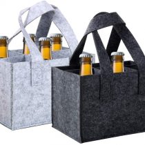 VINFUTUR 2 Pack Bottle Carrier Bags Beer Can Bottle Carriers Felt Beer Tote Bag with Flexible Divider 6 Bottle Beer Carrier Portable for Travel Picnic Party (Dark Grey + Light Grey)