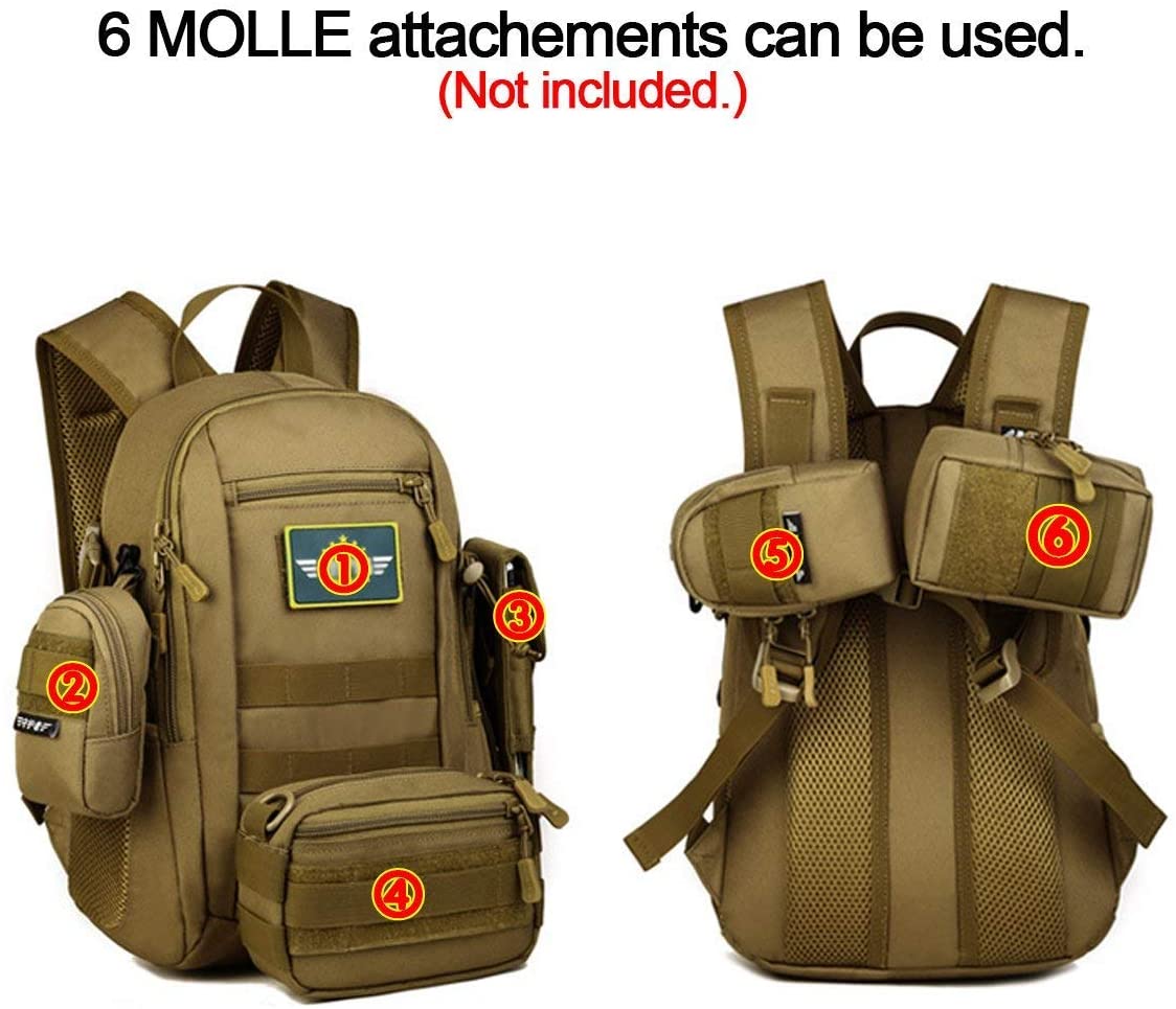 BAIGIO Tactical Daypack 20L Military Molle Rucksack Bag Waterproof ...