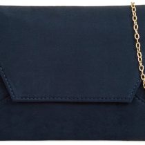 Navy Blue Envelope Clutch Bag, Faux Suede Evening Bag, Ladies Purple Possum Shoulder Bag, Prom Wedding Handbag