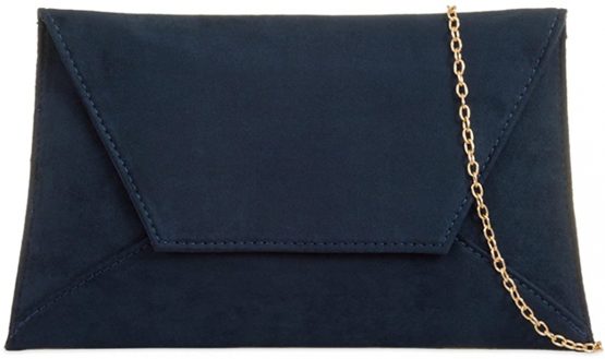 Navy Blue Envelope Clutch Bag, Faux Suede Evening Bag, Ladies Purple Possum Shoulder Bag, Prom Wedding Handbag