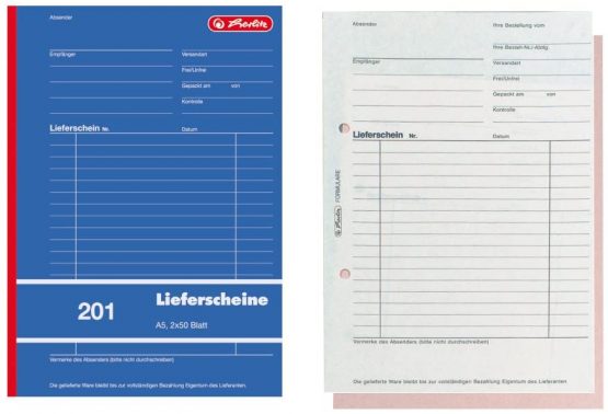 Herlitz 883512 Delivery Note Book A5 2 x 50 Sheets with Carbon Paper (Pack of 10)
