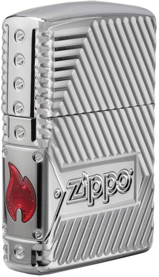 Zippo Windproof Lighter Metal Long Lasting Zippo Lighte Best with Zippo Lighter Fluid Refillable Lighter Perfect for Cigarettes Cigars Candles Pocket Lighter Fire Starter Zippo Bolts Design