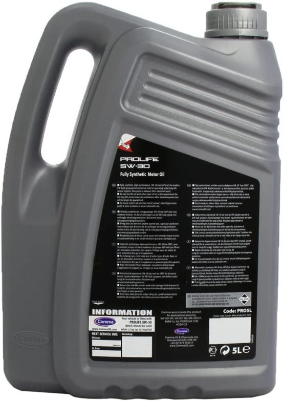 Comma PRO5L 5L Prolife Fully Synthetic 5W30 Motor Oil - Image 2