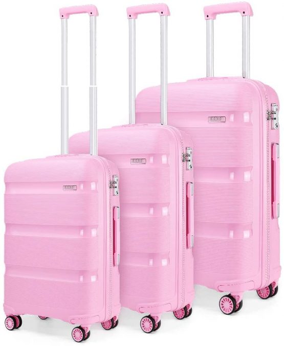 Kono Luggage Sets 3 Piece Hard Shell Travel Trolley 4 Spinner Wheels
