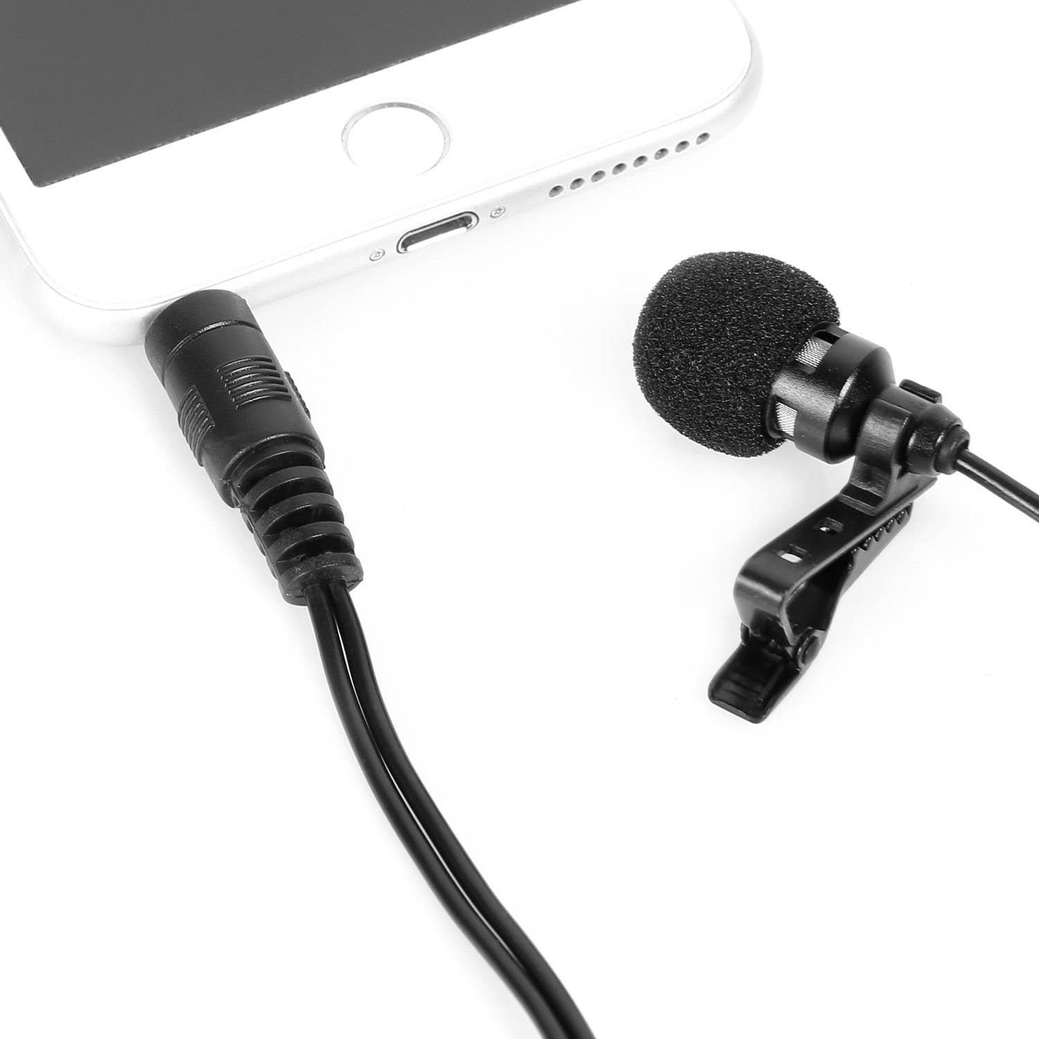 3.5mm Clip on Mic, 4 Pole CTIA Jack Plug Interface Dual Head Lapel Tie ...