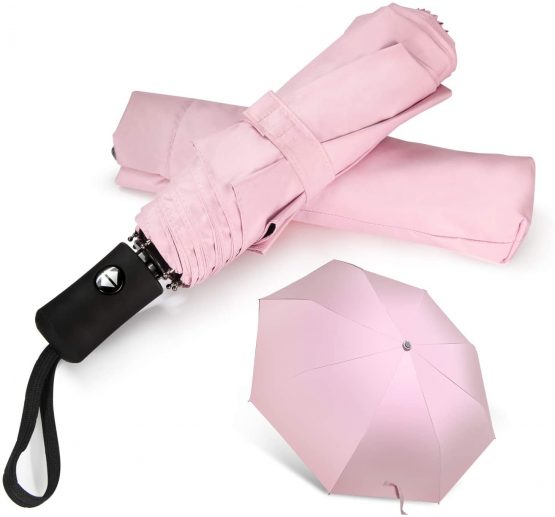 Travel Umbrella Compact Folding UV Umbrella for Sun Protection Auto Open Close Women Rain Umbrellas Pink