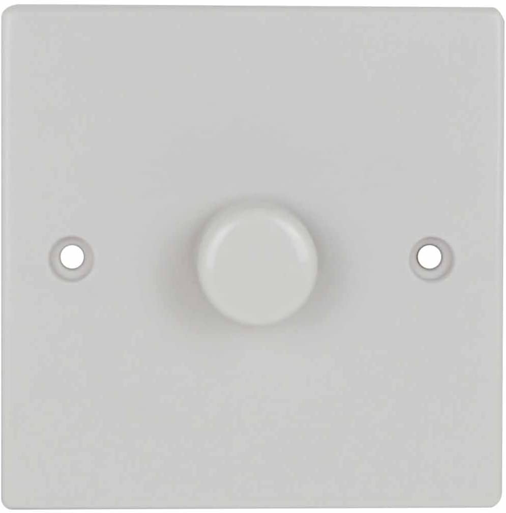 STATUS Single Dimmer Light Switch, 250W White Plastic 1 Gang 1 Way Dimmer Light Switch, S250WDS5