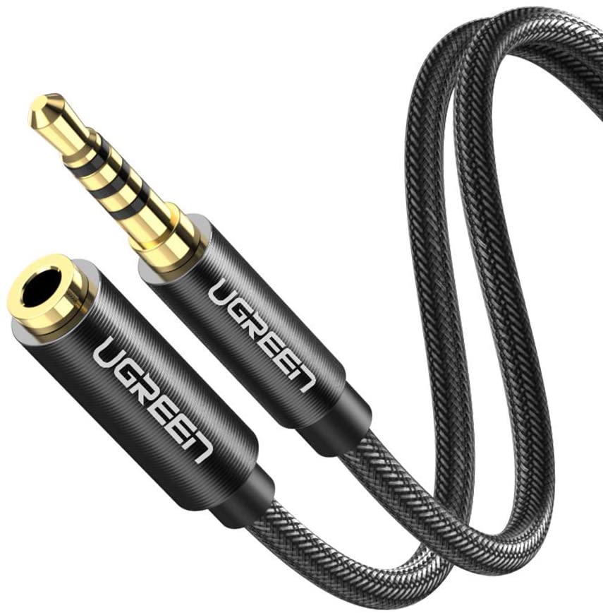 UGREEN 3.5mm Extension Cable 3.3FT Braided 4-Pole Mic Stereo Audio TRRS Headphone Aux Mini Jack Male to Female Extender for Laptop iPhone iPad TV Speaker PS4 PS5 Xbox Soundbar Gaming Headset MP3 (1M)
