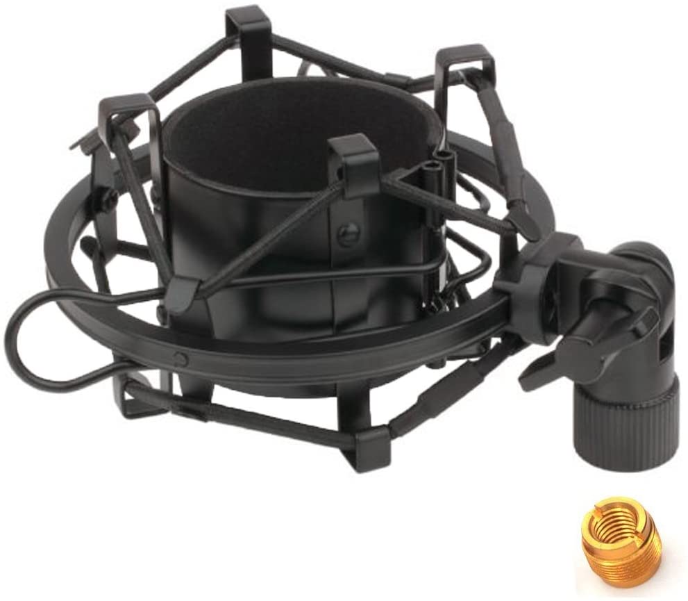 ZRAMO TH106 Black Spider Universal Microphone Shock Mount Holder Adapter Clamp Clip 48-51MM Large Diameter Studio Condenser Mic Anti-Vibration Mic Holder