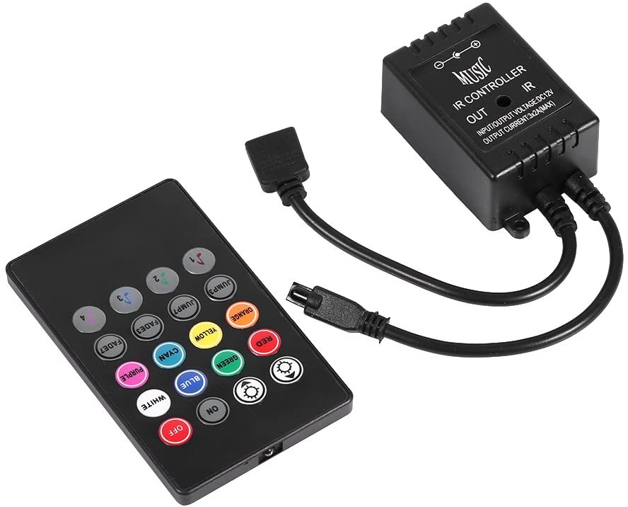 Garosa Portable LED Music Controller with 20-Key IR Remote & Sound-Activated Sensor for RGB Flexible Strip Lights - Image 2