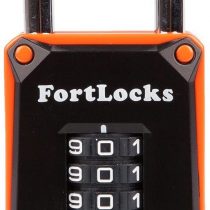 FortLocks Gym Locker Lock - 4 Digit, Heavy Duty, Hardened Stainless Steel, Weatherproof and Outdoor Combination Padlock - Easy to Read Numbers - Resettable and Cut Proof Combo Code - 1 Pack Orange