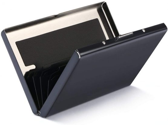 Credit Card Case Metal Card Holder Wallet Men's Credit Card Holders Card Protector Box Women RFID Blocking Credit Card Holder Sleeves Slim Metal Credit Card Wallet Front Pocket Wallet for Men Leather