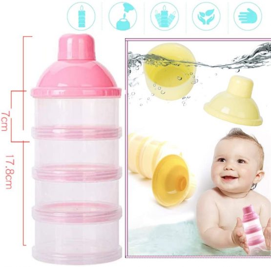 2 Pack Formula Dispenser，Portable Milk Powder Formula Dispenser，Non-Spill Baby Kids Milk Powder Formula Dispenser，Milk Powder Formula Dispenser Container Pot Box (Pink) - Image 2