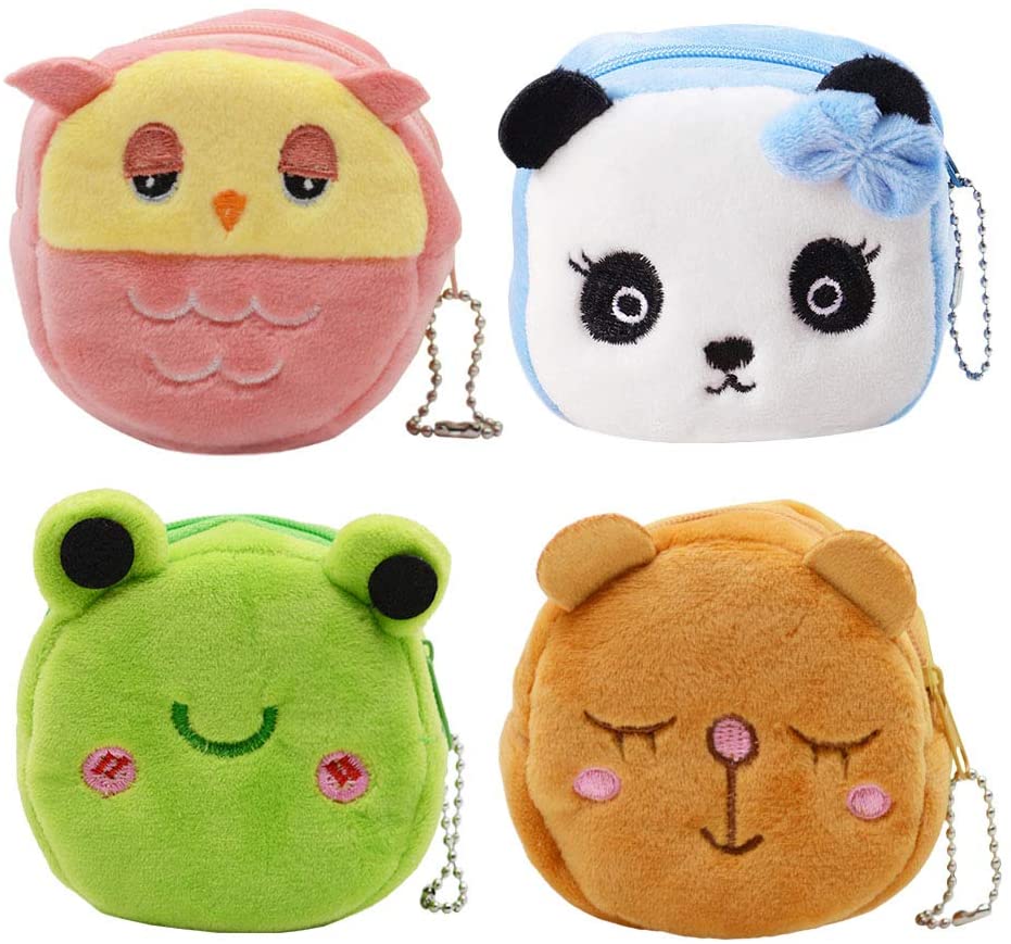 whatUneed Cartoon Plush Coin Purse,Cute Animals Coin Pouch Bag for Kids Coin Tray Wallet Key Holder Clutch Bags, Headphones