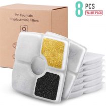 NOVEMBER SPRING 8 Packs Filters for Square Cat Water Fountains, Pet Fountain Replacement Filters with Resin and Active Carbon for Automatic Flower Water Dispenser Drinking Fountain
