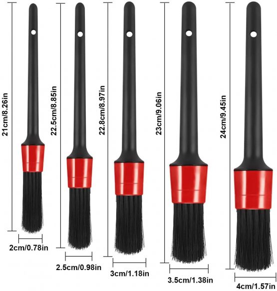 NATUCE 5 Pack Auto Car Detailing Brush Set, Automotive Detail Cleaning Brushes for Cleaning Engine Bay, Wheels, Interior, Exterior, Emblems, Leather, Air Vents - Image 2
