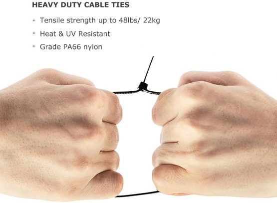 Cable Ties 300mm x 4.6mm Black - 250 Pack Beeway 12 inch Premium Self-Locking Nylon Zip Tie Wraps - Image 4