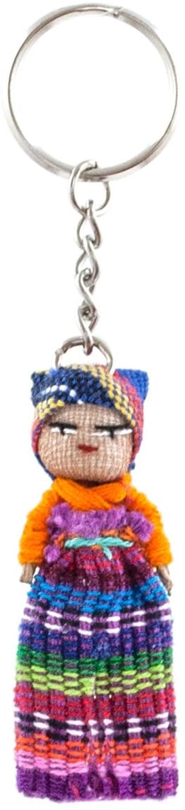 Windhorse Worry Doll Keychain, Multicoloured, 4x8x1cm, Handmade Worry Doll Design, Unisex-Kids