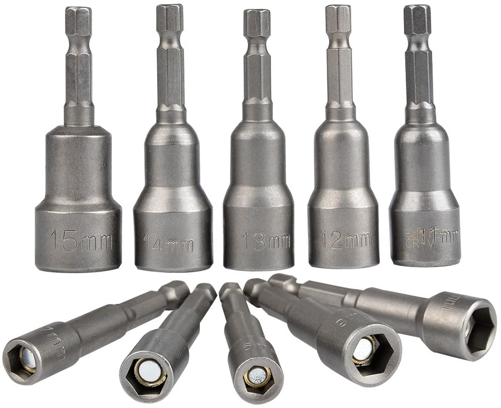 TIMESETL 6-15mm Magnetic Nut Setter Driver Drill Bit Set 1/4 inch Hex Shank Quick Change Metric Nut Driver Set - 10pcs - Image 2