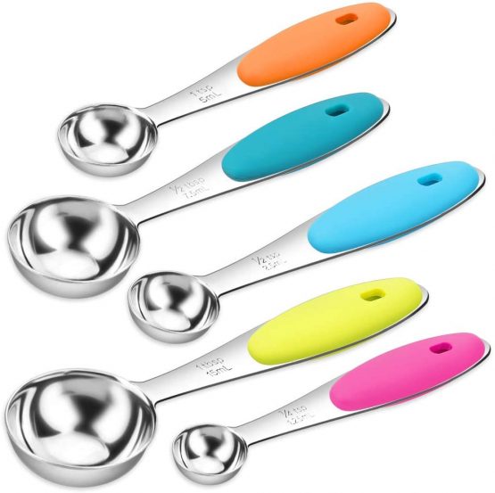 H&S Measuring Spoon Set of 5 Stainless Steel Metal Measure Cup Spoons for Baking Cooking American Kitchen - Image 2