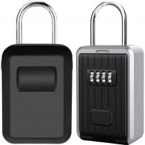 Key Lock Box Large Capacity Wall Mounted Key Safe Box with Cover, Key Storage Box with 4 Digit Combination Lock for Outdoor Home Office Garage School Gym Spare House Keys [Updated Version] (Black)