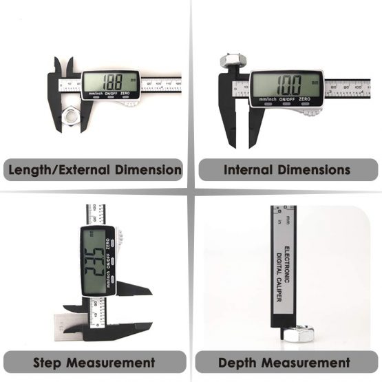 Vodlbov Digital Vernier Caliper 0-150mm / 0-6’’ Electronic Digital Caliper with Extra-Large LCD Screen,Plastic Carbon Fiber Digital Gauge,Depth Measuring Tools, Millimeter/Inch Conversion - Image 2