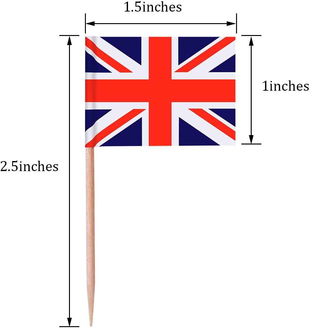 100 Pieces British Flag Toothpicks The Union Jack Flag Cupcake Toppers for Birthday Wedding Baby Shower National Day - Image 2