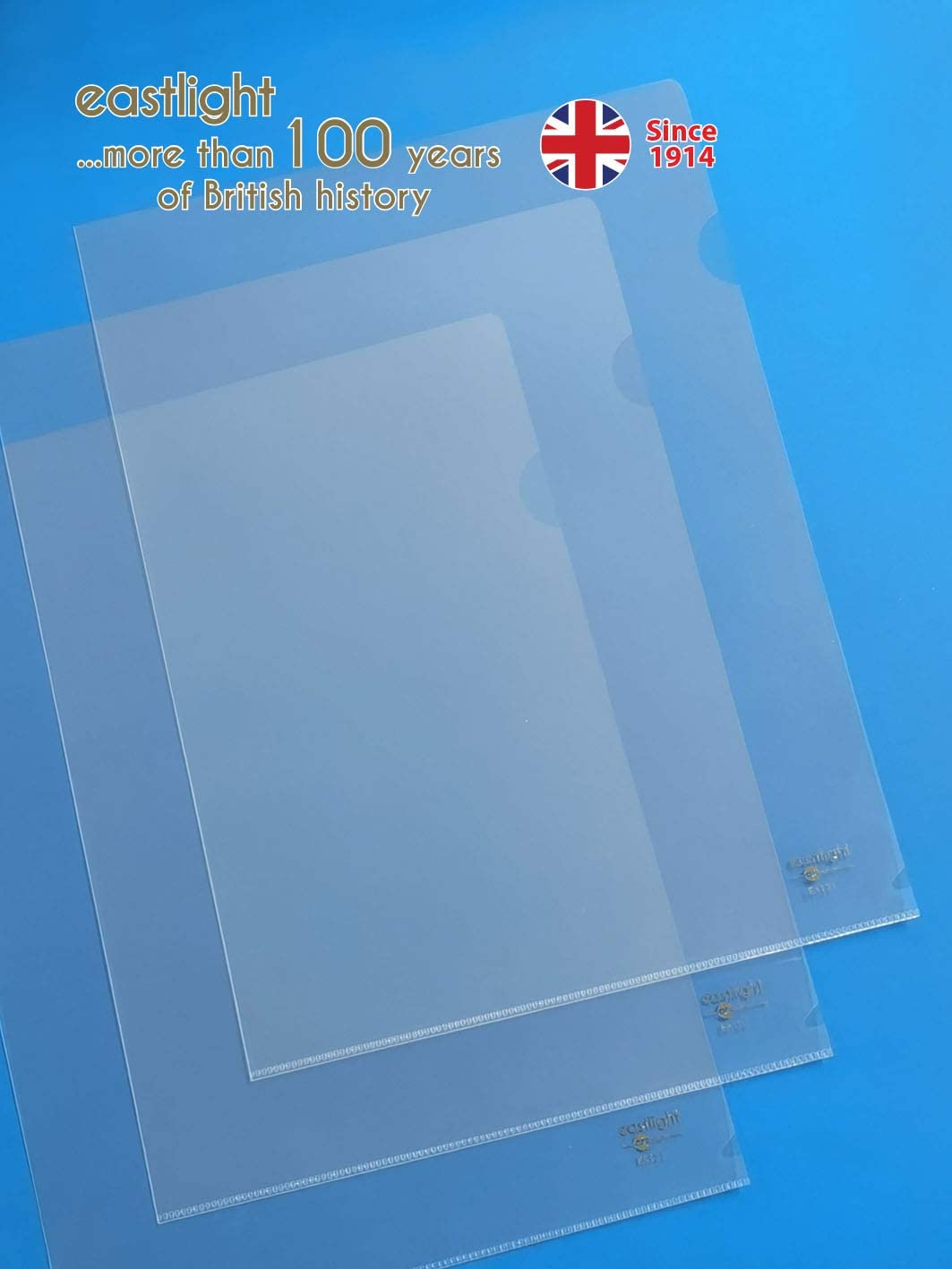 Eastlight Premium A4 Cut Flush Folders Top & Side Opening, Glass Clear
