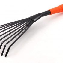 Meccion Mini Garden Rake 16 Inch 9 Root Steel Hand Fan Leaf Rake with Ergonomic Comfort Grip & Rust Resistant - Professional Gardening Tool