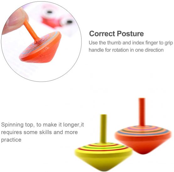 Natuce 18 PCS Colorful Wooden Spinning Top, safe Non-toxic Wood Toy Creative Handmade Smooth Surface Wood Toy Kindergarten Toys Fun Gift For Kids Children, Party Bag Fillers - 4 * 4 * 4 cm - Image 3