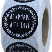 Hybsk Handmade with Love Stickers with Love Heart 1.5" Round Total 500 Labels on a Roll (Type 1)