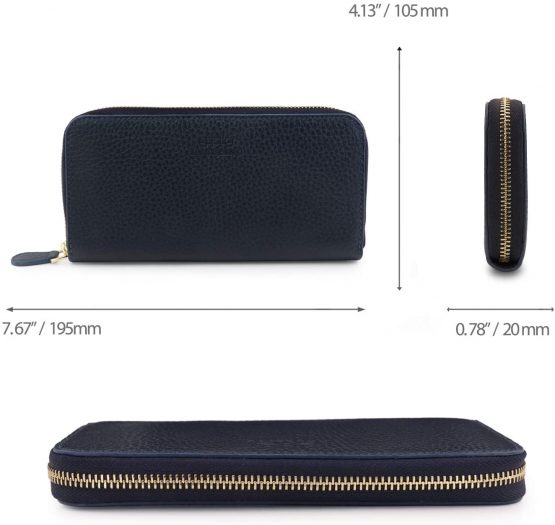 Otto Angelino Genuine Leather Zippered Clutch Purse with Phone Compatible Slots Wallet - Image 4