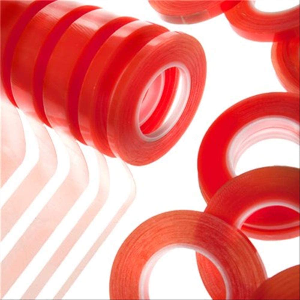 9mm Red Double Sided Adhesive Sticky Tape Easy Lift Super Strong EXTRA LONG 50m, 9mm * 50m * 0.2mm - Image 2