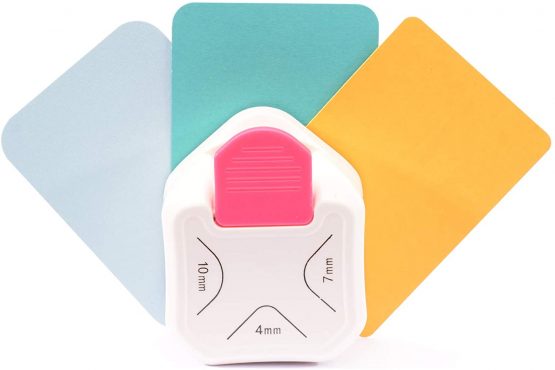 Vaessen Creative 1 Eckenstanzer, Eckenabrunder aus Metall Plastik, Zum Basteln mit Papier, Karten Gestalten und Scrapbooking, 4, 7, 10 mm, White, 4-7-10mm - Image 4
