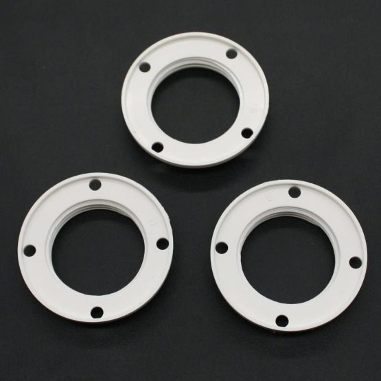 3piece screw ring E14 plastic, white, for lamp socket rings and lamp