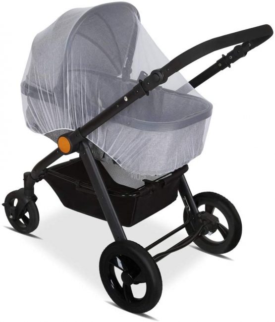 LEMESO Universal Stroller Mosquito Net Protection Against Mosquitoes Insects for Prams Buggy Pushchair Strollers Carrycot Travel Cot Bassinet Cradles Cribs Insert Nets - White - Image 2