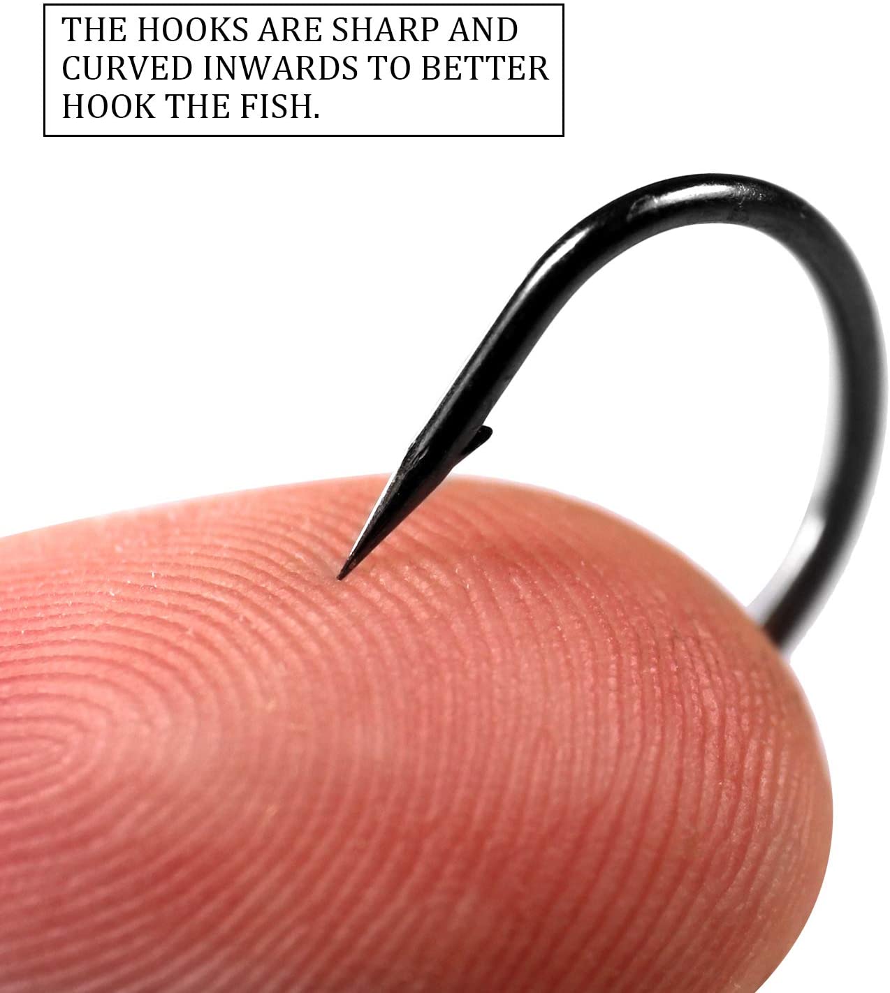THKFISH 50pcs/Box Fishing Offset Worm Hooks EWG-Offset Fishing Hooks Round Bend Offset Worm Hooks Wide Gap Hooks With Barbed Shank #2#1 1/0 2/0 3/0 - Image 3