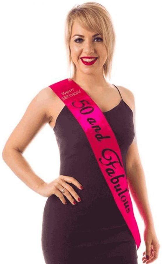 Alandra Birthdays S-50-HP-BIRTH 50 and Fabulous Diamante Sash, Unisex-Adult, Pink, One Size