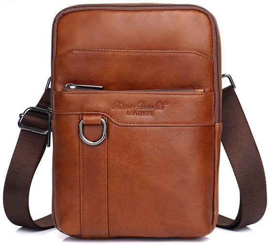 Xieben Vintage Leather Shoulder Messenger Bag for Men Travel Business Crossbody Pack Wallet Satchel Sling Chest Bags