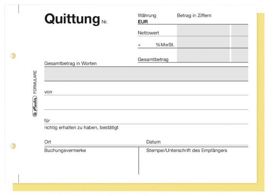 Herlitz 7876147 Receipt Book A6 402 2 x 40 Page sd (German Language) - Image 3