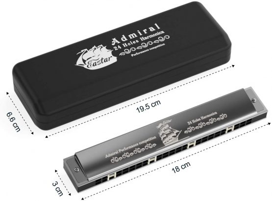 Eastar 24 Hole Harmonica Admiral Performance Competition C Key Tremolo Harmonica With Hard Case And Cloth - Image 2